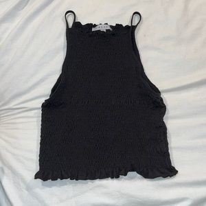 Gaze Ruffled Black Crop Top Tank